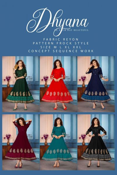 Beauty Queen Dhyana Long Anarkali Kurti Collection